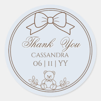 Adesivo Laço de Urso de Pelúcia Personalizado Cinza Azul