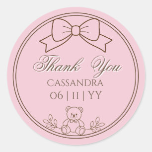 Adesivo Laço de Urso de Pelúcia Personalizado Rosa