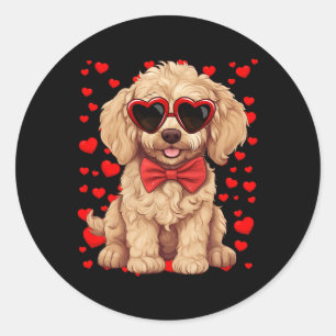 Adesivo Laço do Dia dos Namorados do Goldendoodle Heart Su