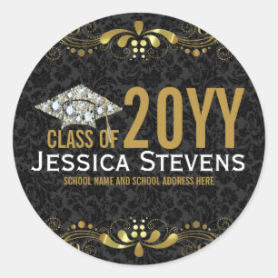 Adesivo Laço Dourado do falso preto dos damascos & chapé