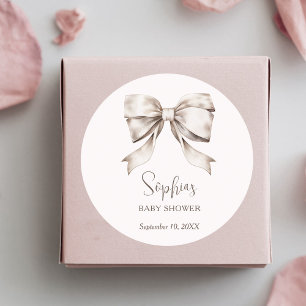 Adesivo Laço em Fita Branco Vintage Chás de Bebê