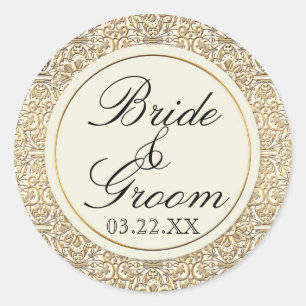 Adesivo Laço floral Dourado do damasco do falso de Nouvea