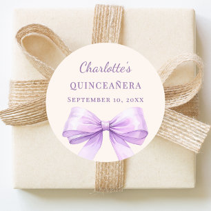 Adesivo Laço lavanda para quinceanera em marfim