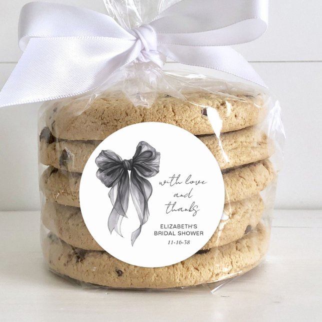 Adesivo Laço Preto Coquete Agradecimento no Chá de Noiva (Criador carregado)