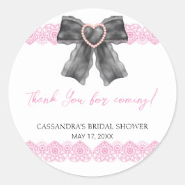 Adesivo Laço Preto Coquete Rosa Arco de Noiva Obrigado