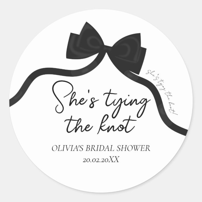 Adesivo Laço preto, ela está se casando, chá de panela (Frente)