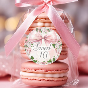 Adesivo Laço Rosa Coquete Floral Vintage Doce 16