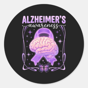 Adesivo Laço roxo cérebro borboleta alzheimer