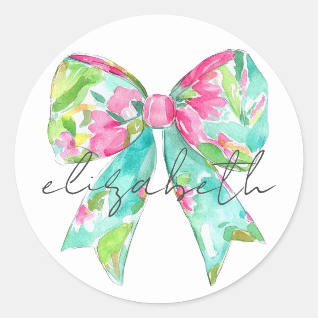 Adesivo Laço Verde e Rosa Personalizado (Frente)