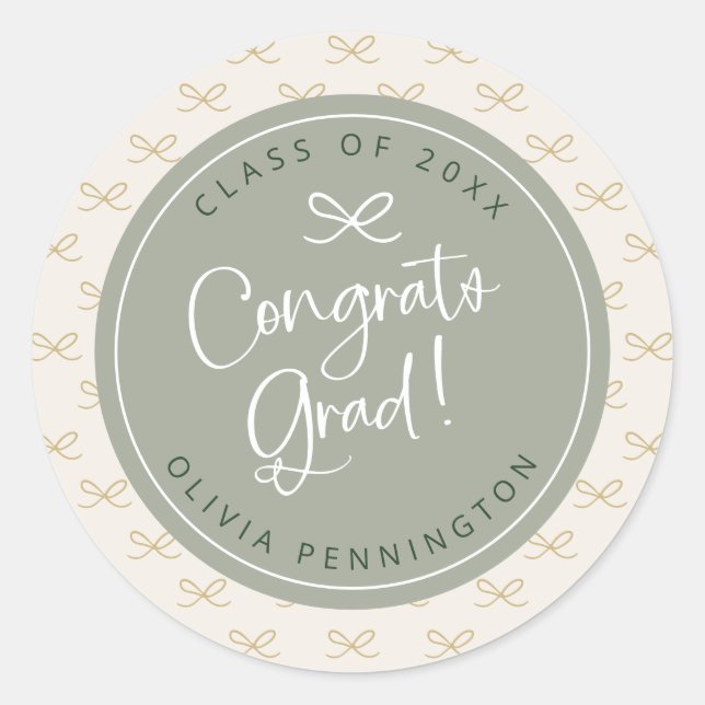 Adesivo Laço Verde Sálvia Personalizado Fofinha  (Frente)