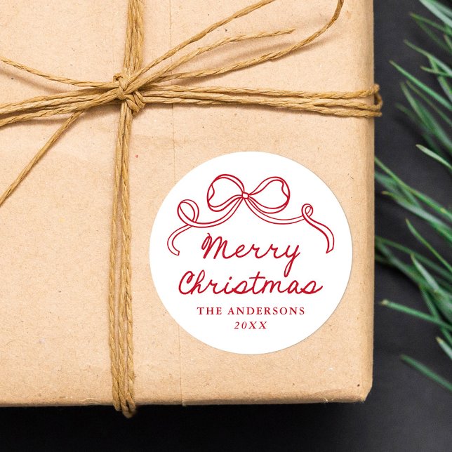 Adesivo Laço Vermelho Desenhado à Mão Natal Divertido (Criador carregado)