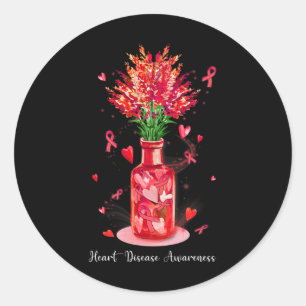 Adesivo Laço Vermelho Floral Apoia Conscientização sobre D