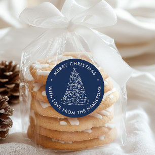 Adesivo Laços de árvore de Natal caprichosos azul-marinho 