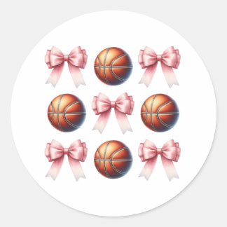 Adesivo Laços Rosa e Desenho de Bolas de Basquete Modernos