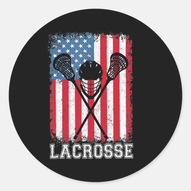 Adesivo Lacrosse American Flag Lax Helmet Sticks 4th Of (Frente)