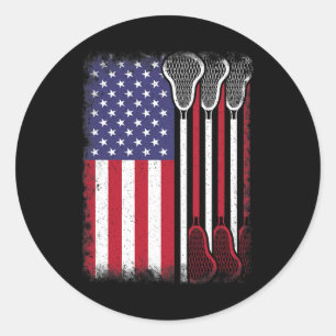 Adesivo Lacrosse American Flag Vintage Lacrosse Player