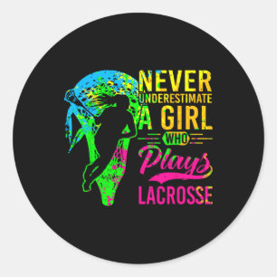 Adesivo Lacrosse Nunca Subestime Uma Garota Que Joga Mal