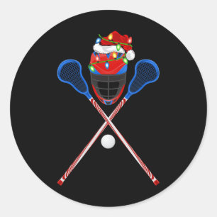Adesivo Lacrosse Sports Lover Xmas Santa Hat Lacrosse Chri