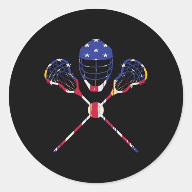 Adesivo Lacrosse Stick Us Flag Player Lacrosse (Frente)