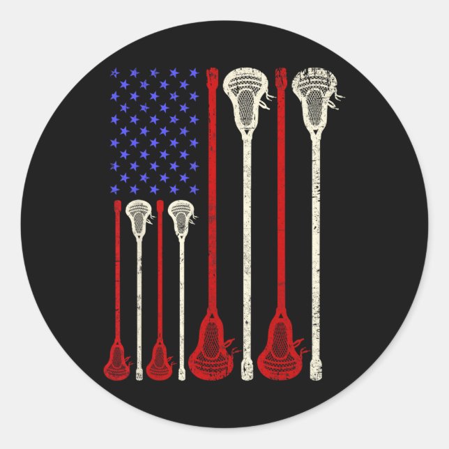 Adesivo Lacrosse Usa Flag American Lax Sticks (Frente)
