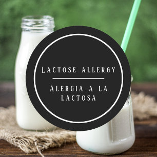 Adesivo Lactose alérgica em preto e branco
