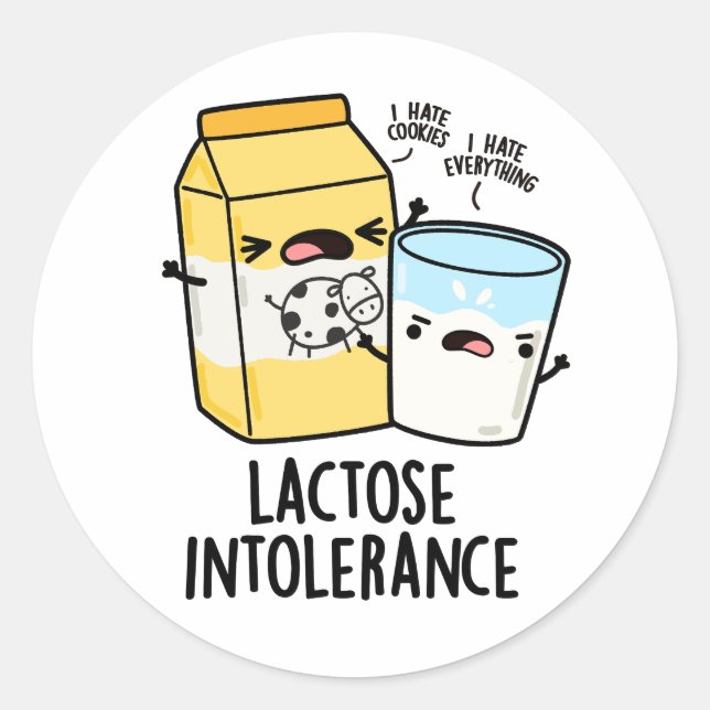 Adesivo Lactose Intolerância Engraçada Leite Pun (Frente)