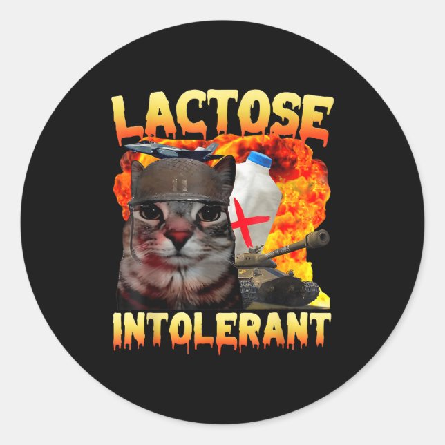 Adesivo Lactose Intolerant Silly Cat Meme Funny Saying Cat (Frente)