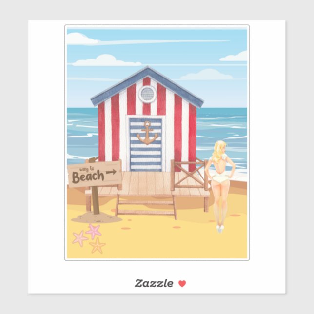 Adesivo ladie na praia (Folha)