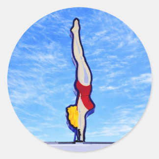 Adesivo Lady Diver, Red Bathing Suit, Vintage Neon Sign,