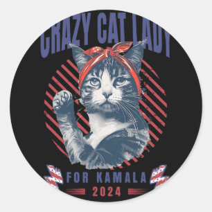 Adesivo Lady Gato Louca Para Kamala Harris Para Presidente