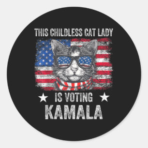 Adesivo Lady Gato Sem Filhos Está Votando Kamala Harris 20