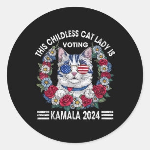 Adesivo Lady Gato Sem Filhos Está Votando Kamala Harris 20