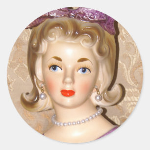 Adesivo Lady Head Vase Grande Arco Roxo Glam Invertido Cab