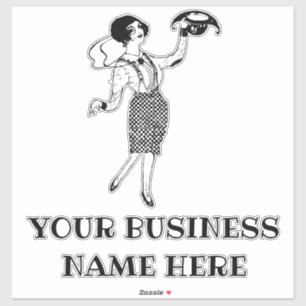 Adesivo Lady in checkered vestido vintage art transparente