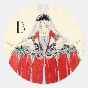 ADESIVO LADY IN RED, BEAUY FASHION COSTUME DESIGN MONOGRAM