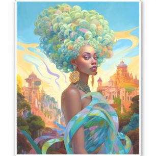 Adesivo Lady In Surreal World African American Art