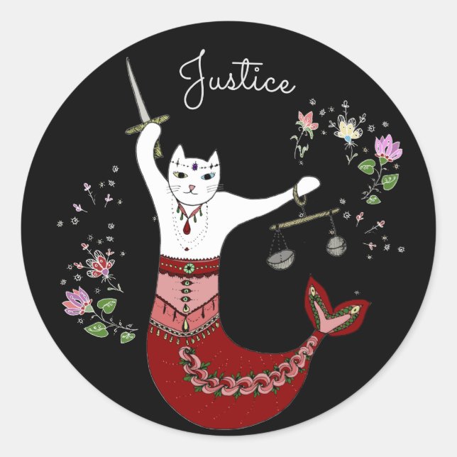 Adesivo Lady Justice mermaid cat (Frente)