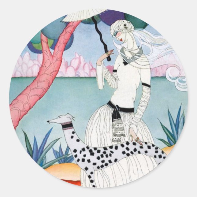 Adesivo Lady with Dalmatian Dog - Helen Dryden (Frente)