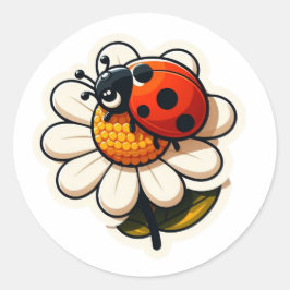 Adesivo Ladybird em uma arte floral para crianças