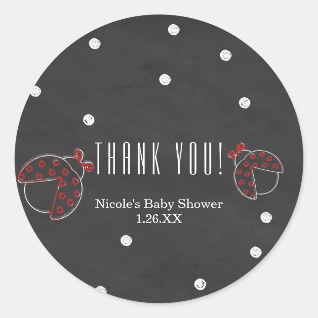Adesivo Ladybug Chalkboard Dots Chalk Favor Stickers (Frente)