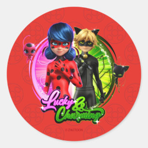 Adesivo Ladybug e Cat Noir   Sortudo e encantador