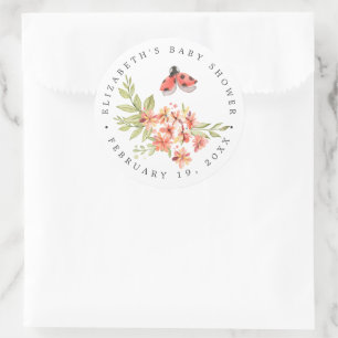 Adesivo Ladybug Floral   Favor do Chá de fraldas Primaver