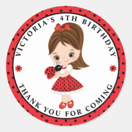 Adesivo Ladybug Girl Birthday ClassRound Sticker