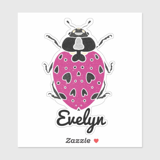 Adesivo Ladybug Rosa Quente com o Name Sticker (Folha)