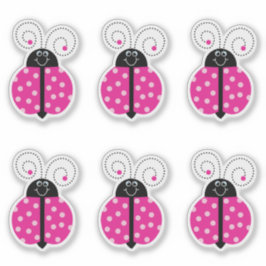 Adesivo Ladybug Smiling Pink Cartoon