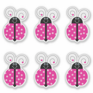 Adesivo Ladybug Smiling Pink Cartoon