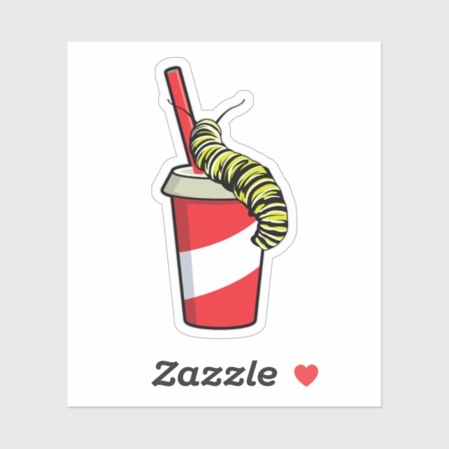 Adesivo Lagarta com bebida (Folha)