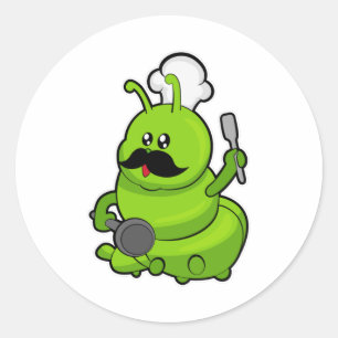 Adesivo Lagarta como cozinheiro com bigode