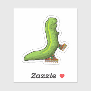 Adesivo Lagarta como patinadora em linha com skates em lin