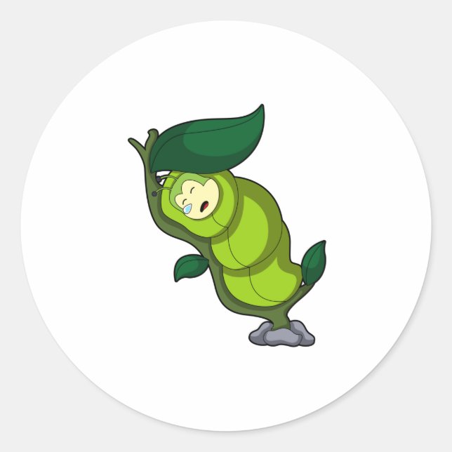 Adesivo Lagarta dormindo com folhas (Frente)